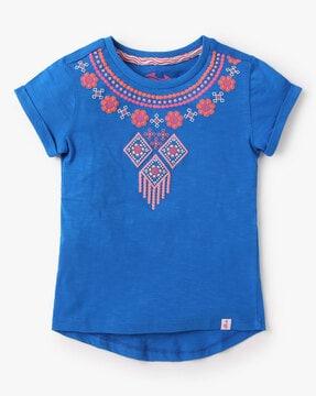 embroidered round-neck t-shirt