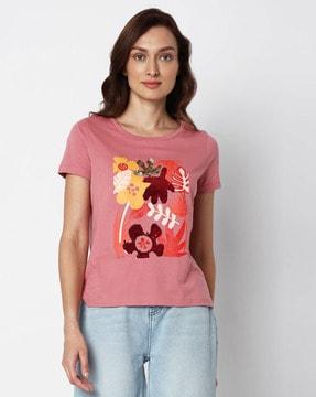 embroidered round-neck t-shirt