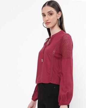 embroidered round-neck top