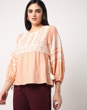 embroidered round-neck top