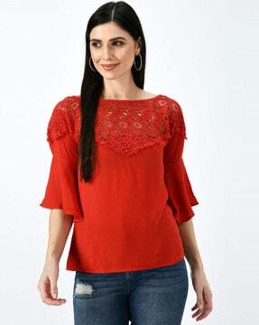 embroidered round-neck top