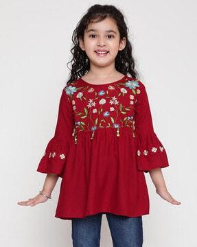 embroidered round-neck top