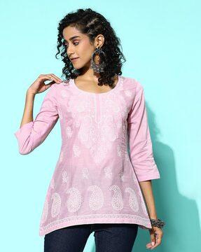 embroidered round-neck top