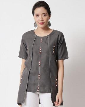 embroidered round-neck tunic