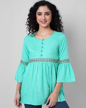 embroidered round-neck tunic