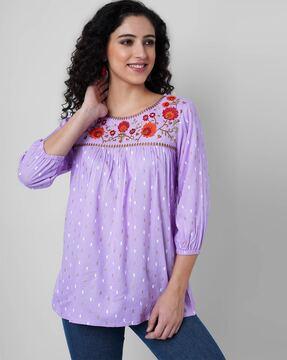 embroidered round-neck tunic