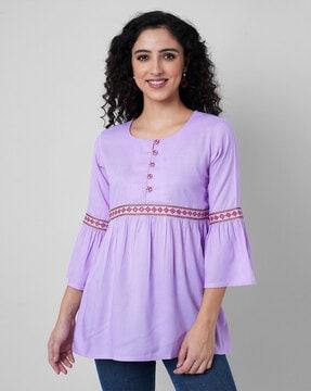 embroidered round-neck tunic