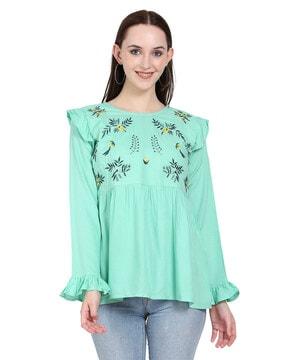 embroidered round-neck tunic