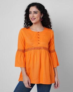 embroidered round-neck tunic