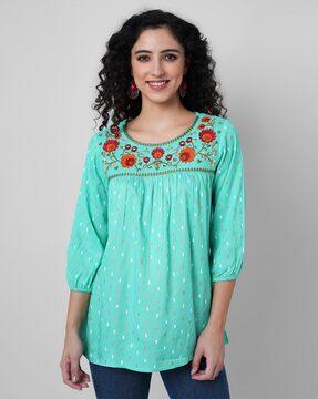 embroidered round-neck tunic