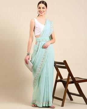 embroidered saree with belt