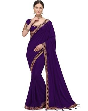 embroidered saree with blouse piece