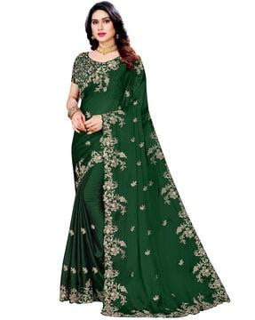 embroidered saree with blouse piece