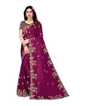 embroidered saree with blouse piece