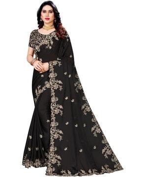 embroidered saree with blouse piece