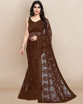 embroidered saree with blouse piece