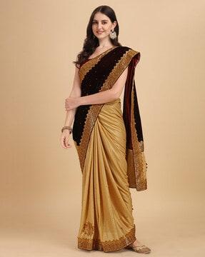 embroidered saree with blouse piece