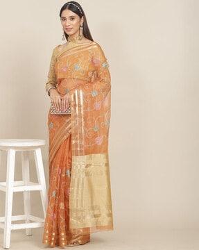 embroidered saree with border