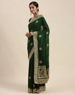 embroidered saree with contrast border