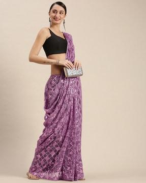 embroidered saree with contrast border