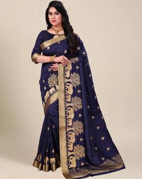 embroidered saree with contrast border