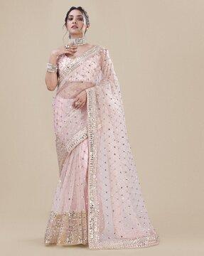 embroidered saree with contrast border