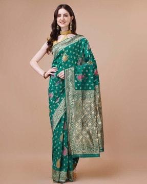 embroidered saree with contrast border