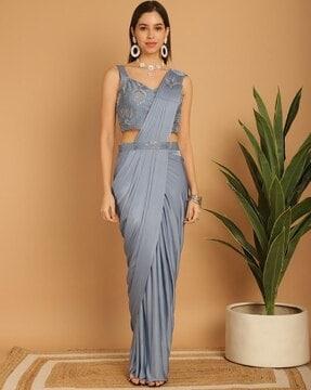 embroidered saree with contrast border