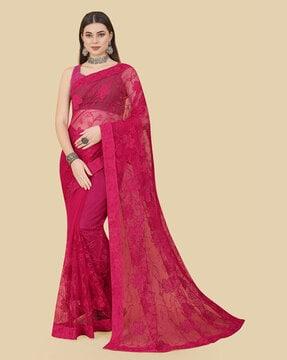 embroidered saree with lace border