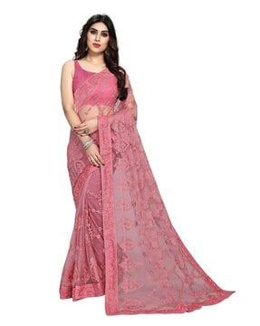 embroidered saree with lace border