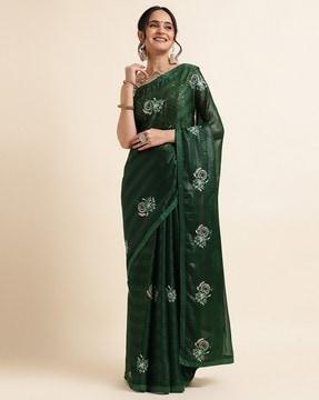 embroidered saree with lace border