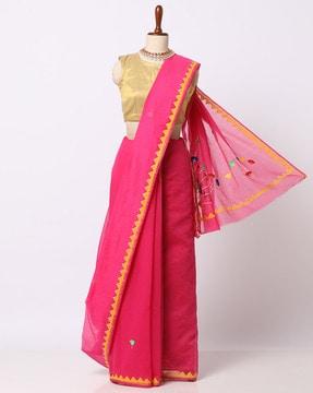 embroidered saree with patch border