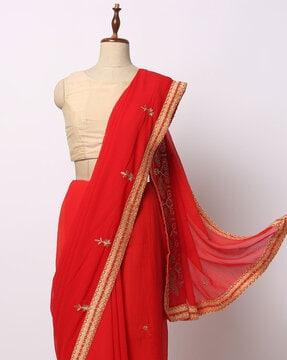 embroidered saree with patch border