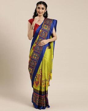 embroidered saree with tassels