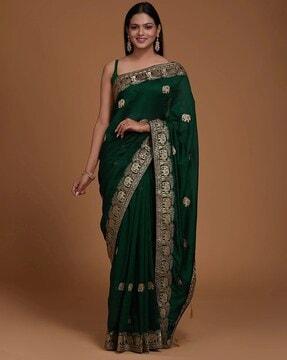 embroidered saree with tassels