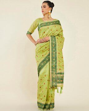 embroidered saree with tassels