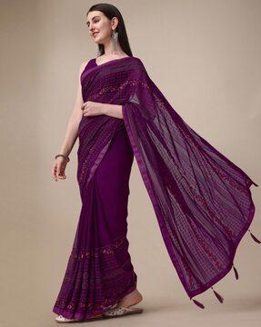 embroidered saree with tassels