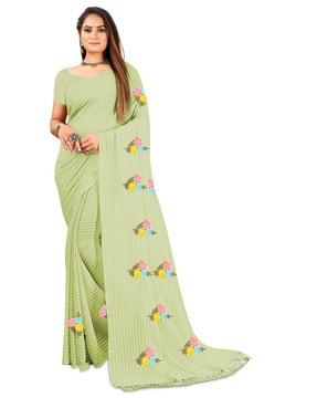 embroidered saree with tassels