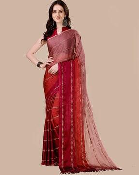 embroidered saree with tassels