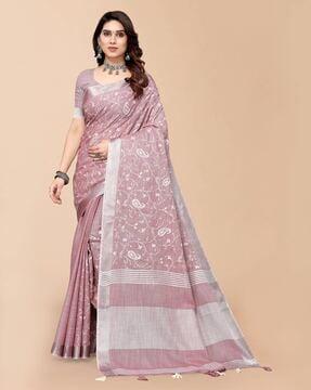 embroidered saree with tassels