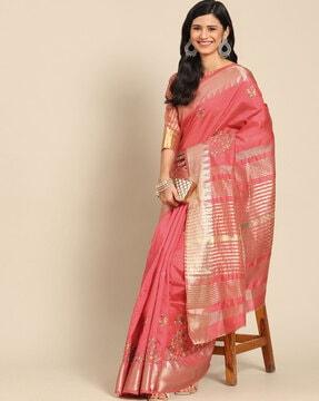 embroidered saree with temple border