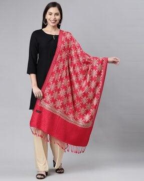 embroidered shawl with tassels