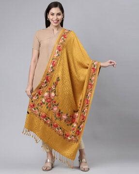 embroidered shawl with tassels