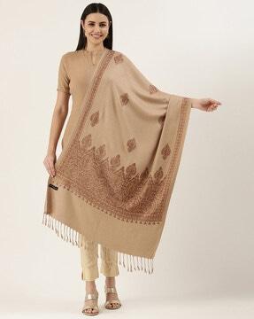 embroidered shawl with tassels