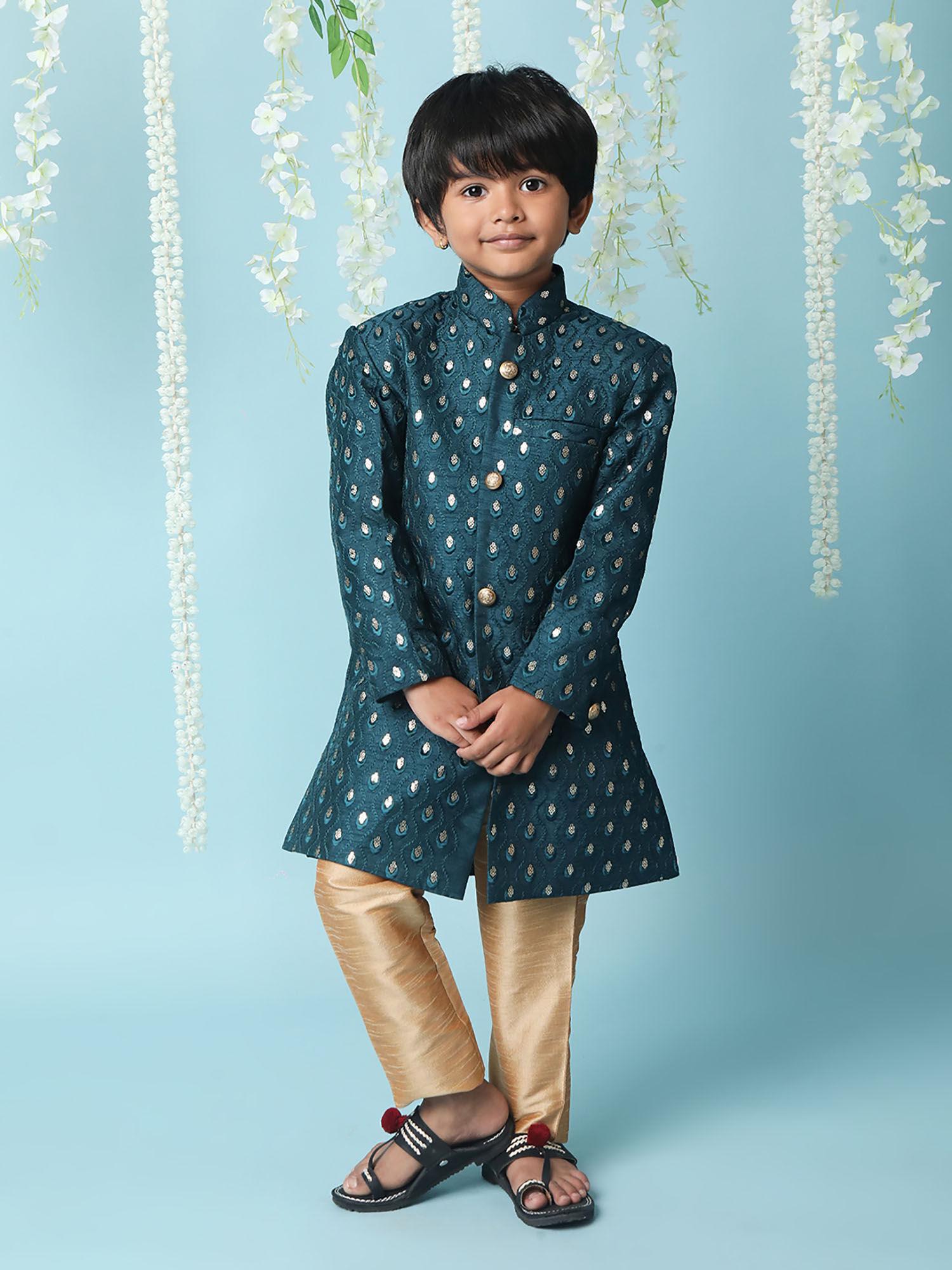 embroidered sherwani pyjama (set of 2)