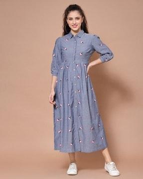 embroidered shirt dress