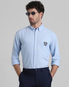 embroidered shirt with patch pocket