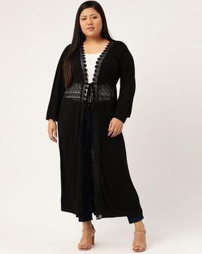 embroidered shrug with tie-up