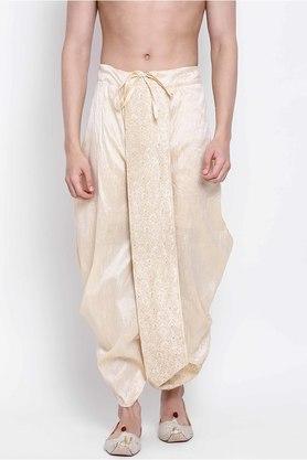 embroidered silk regular fit men's occasion wear dhoti - natural