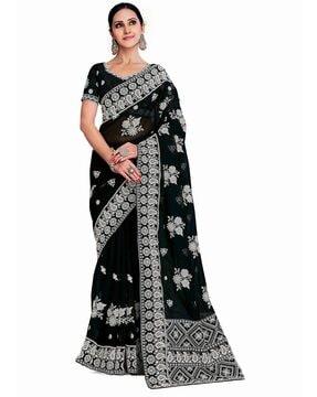 embroidered silk saree